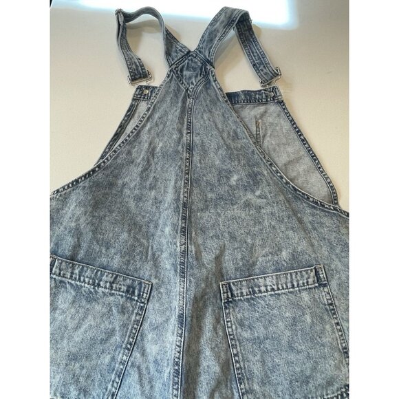 VTG Y2K Gap Short Overalls Womens XL Medium Wash Raw Hem Shortalls Summer Blue - Picture 8 of 8